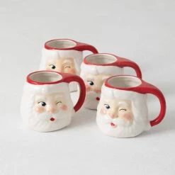 Sullivans Christmas Winking Santa Mugs (Set Of 4)