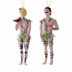 Cody Foster & Co. Papermache Adam & Eve Ornaments 6.25" Christmas