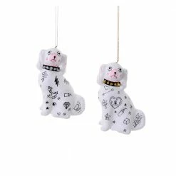 Cody Foster & Co. Tattooed Staffordshire Dog Ornament 4.25" Christmas