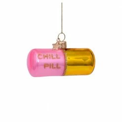 Vondels Pink / Gold Chill Pill Ornament Christmas