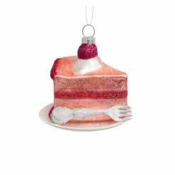 Vondels Pink Cake W/ Silver Fork Ornament Christmas